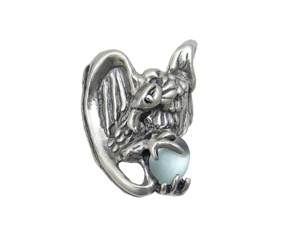 Sterling Silver Heavy Weight Vulture Ring With Blue Topaz Topaz Size 14 Sterling Silver Heavy Weight Vulture Ring With Blue Topaz Topaz Size 14
